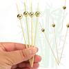 Yesland 500 Counts Cocktail Picks - 4 3/4 Inch Handmade Bamboo Toothpicks - Wooden Sticks with Gold Pearl for Party Supplies