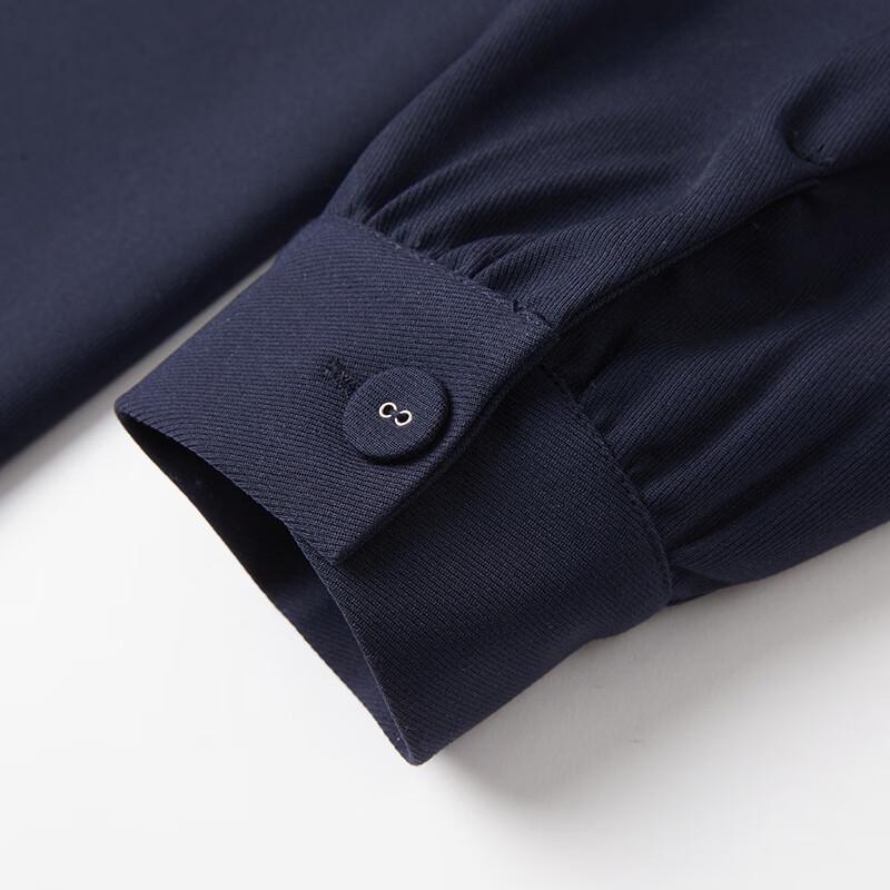 Xiangying V-Neck Navy A-Line Midi Dress