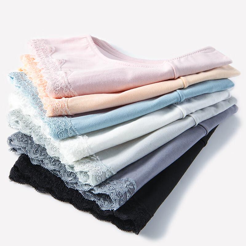 Langsha Women's Lace Cotton Seamless Mid-Waist Briefs - 4 Pack