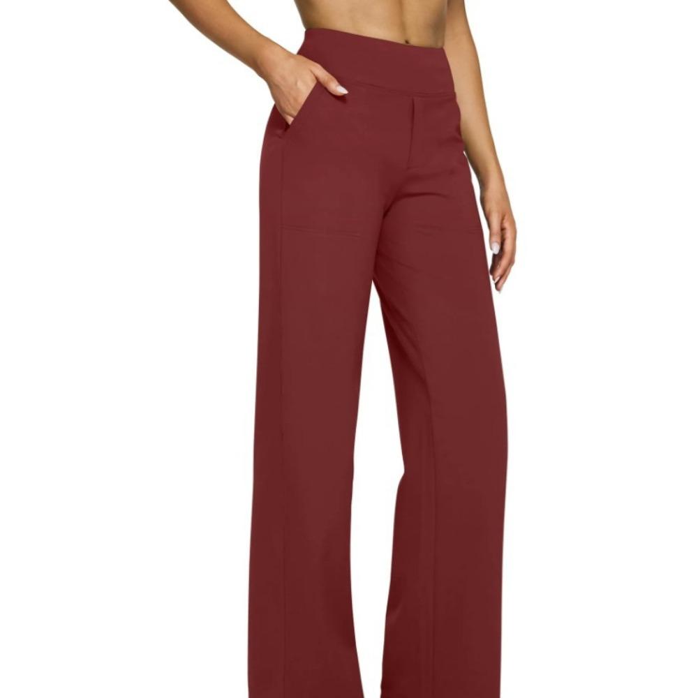 Pantaloni Casual a Vita Alta Gamba Dritta Tasche Ampie Pantaloni Yoga Donna Vestibilità Rilassata Pantaloni Sportivi