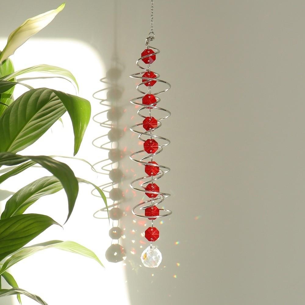 New Crystal Sun Catchers 25 CM Colorful Gazing Ball Spiral Tail Wind Spinners Hanging Ornament Rainbow Maker Home Decor
