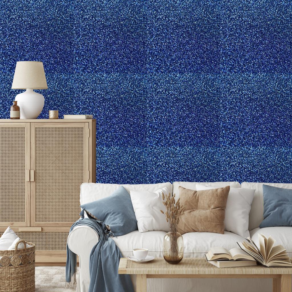 Blue and navy blue glitter wallpaper for living room and bedroom 50x1000