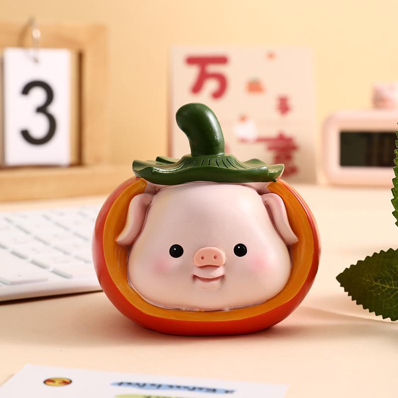 Adorable Cartoon Resin Pig Year Figurine Perfect For Home And Car Decoration