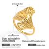 Youthway Romantic Flower Open Rings For Women Elegant 18K Gold Plated Stainless Steel Rings Simple Fashion Jewelry Gift
