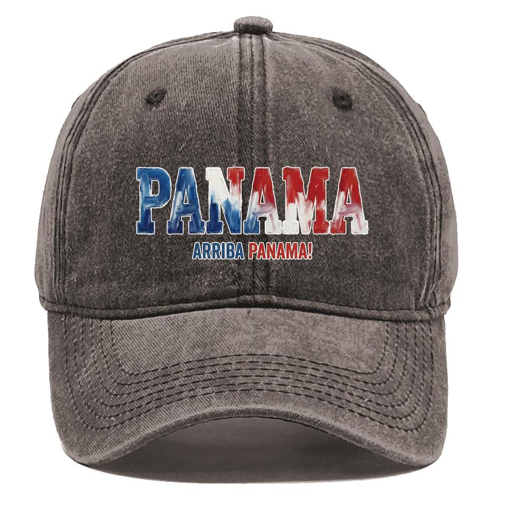 "PANAMA" "ARRIBA PANAMA" Flag Printed Sun Hat , Adjustable Snapback Baseball Cap Curved Brim Hip Hop Vintage Non-Stretch Fabric Sun Hat