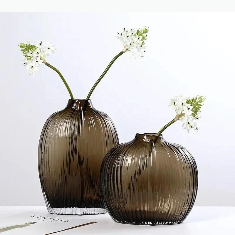 Glass Vase Hydroponic Transparent Flower Pots Desk Decoration Flower Arrangement Modern Floral Vases Room Aesthetic Decor