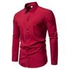 Men's Comfortable Solid Color Shirts Long Sleeve Shirt Casual Business Shirt for Men Lightweight Work Breathable Lapel Shirts