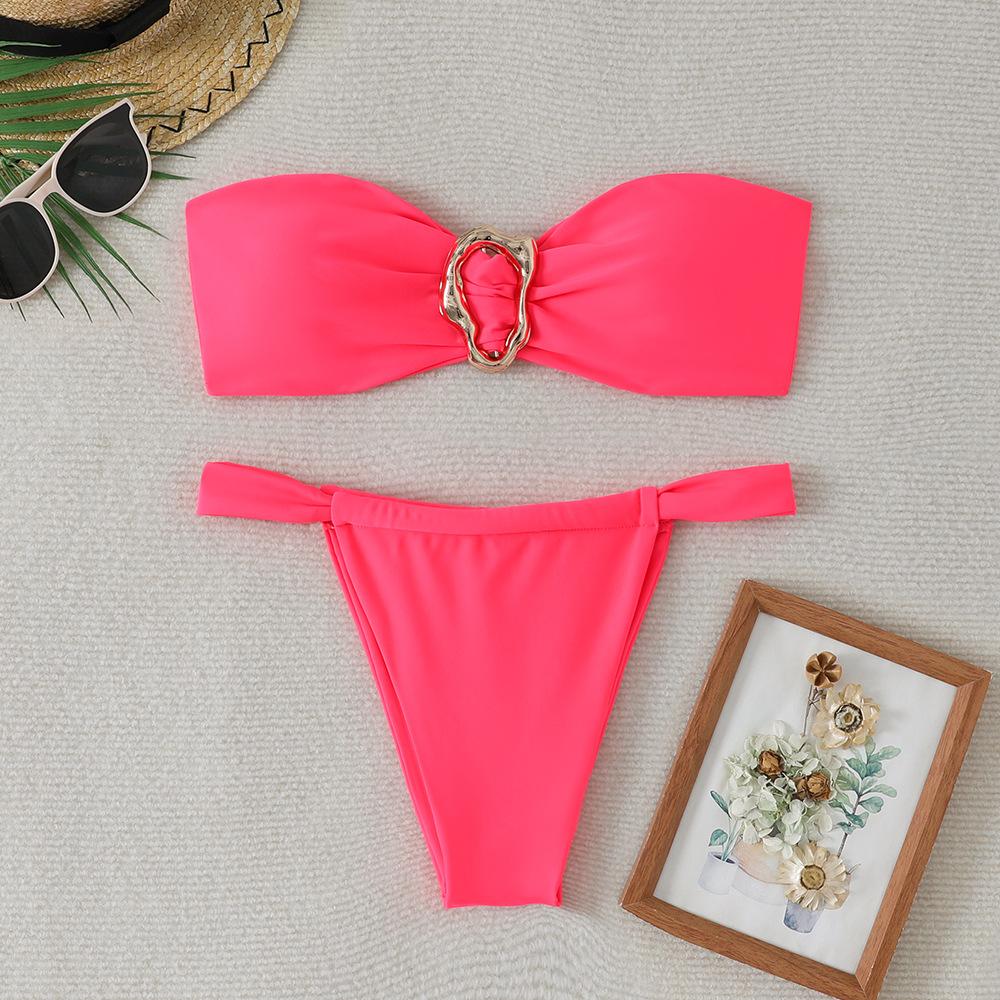 New Split Sexy Swimsuit Tube Top Bikini Set European and American Swimsuit