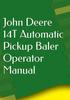 John Deere 14T Automatic Pickup Baler Operator Manual