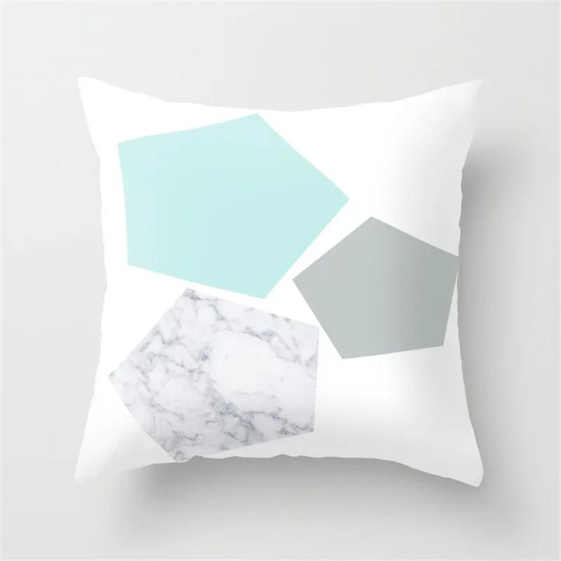 New 45X45Cm Blue Green Geometric Cushion Cover For Sofa Home Decor Polyester Cotton Throw Pillow Case Marble Texture Pillowcase