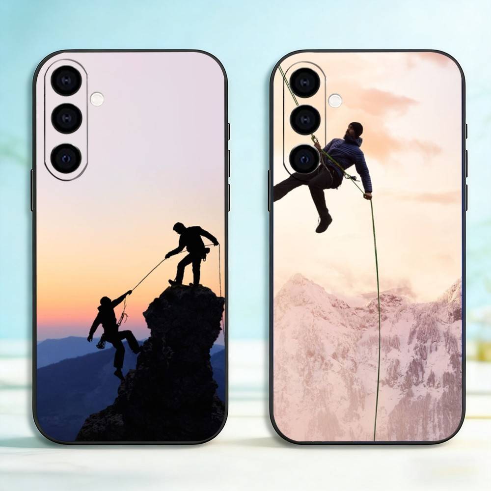 R-Rock Climbing Wall Phone Case For Samsung Galaxy A73,A72,A71,A70,A53,A52,A51,Others Soft Black Cover
