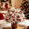 14/22PC Set Christmas Poinsettia Flower Bouquet Red White Berry Poinsettia for Fireplaces Stair Railings Christmas Dining Table