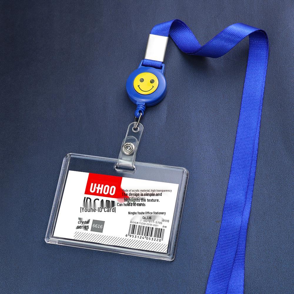 Acrylic Stretchable Badge Holder with Retractable Lanyard for Student or Employee ID Cards
