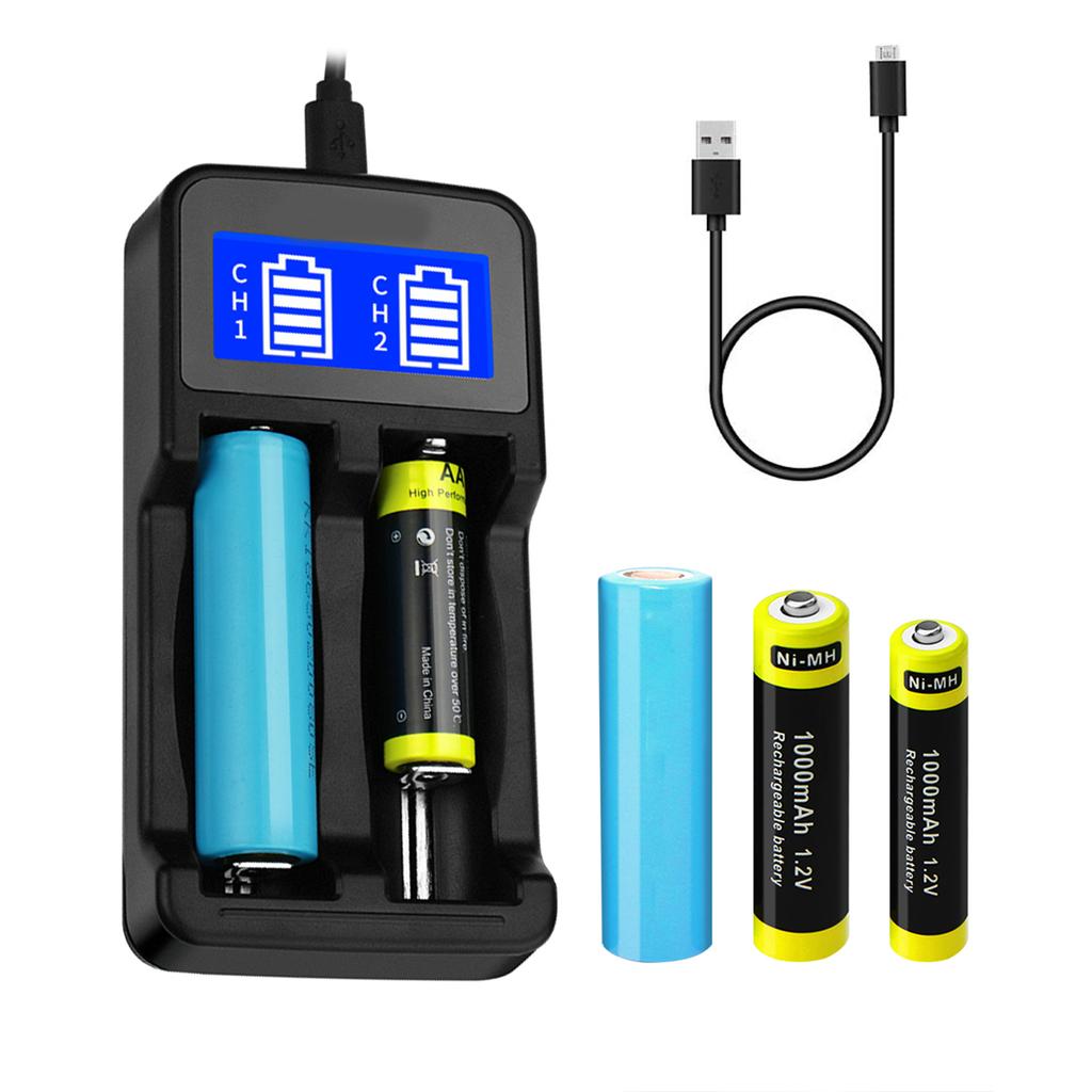 Universal Intelligent USB Battery Charger LCD Display for 18650 18500 18490 18350 17670 17500 16340 RCR123 14500 Battery