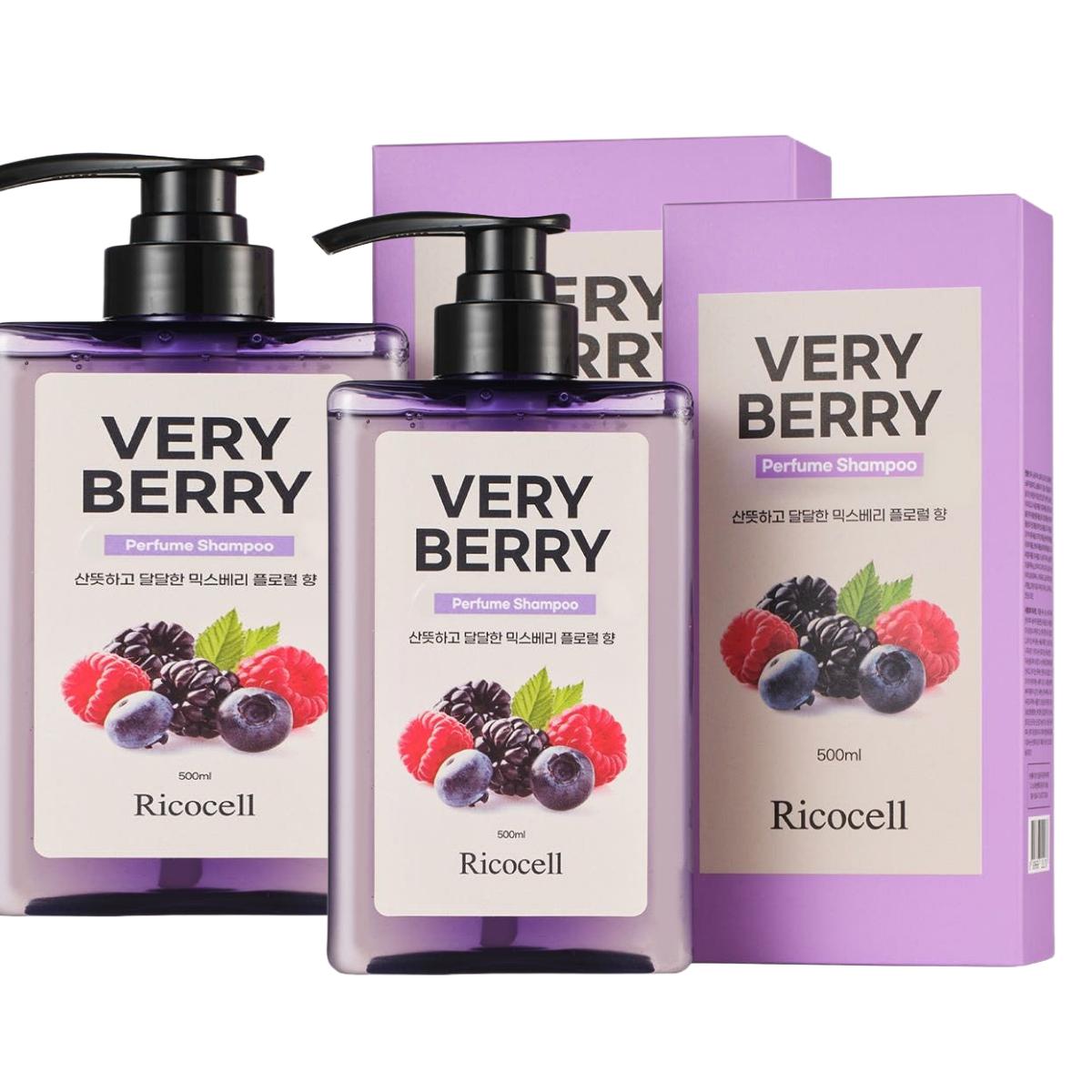 Ricocell Berry Berry Perfume Keratin Silk Shampoo Berry - Damage Care & Nourishing Hair Cleanser (500ml x 2ea)