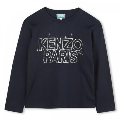 Embroidered CoTTon Long Sleeve T shirT Navy z256afT111
