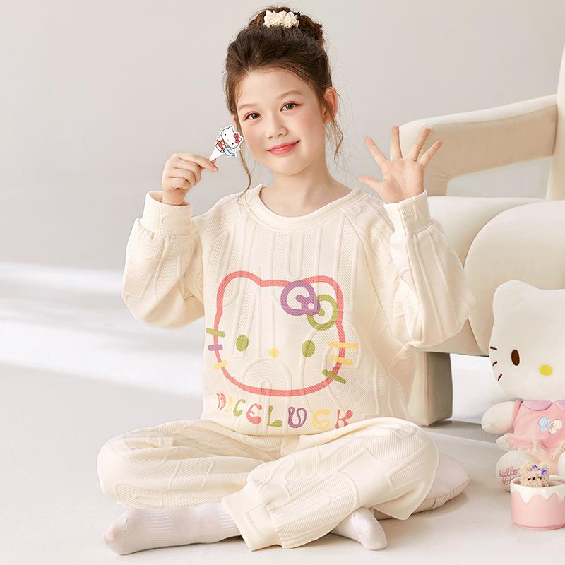 Kinder Flanell Pyjama Set Jungen Mädchen Warm Langarm Oberteil Und Hose Nachtwäsche Winter Haus Nachtwäsche
