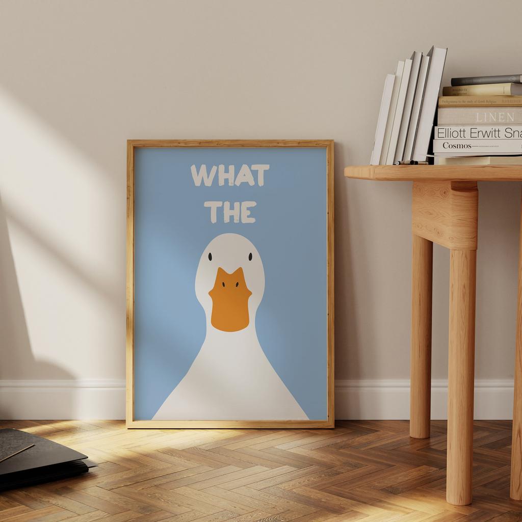 What the Duck Print Art Picture Funny Cute Animal Canvas Posters Modern Wall Painting for Bathroom Bedroom Dorm Decor