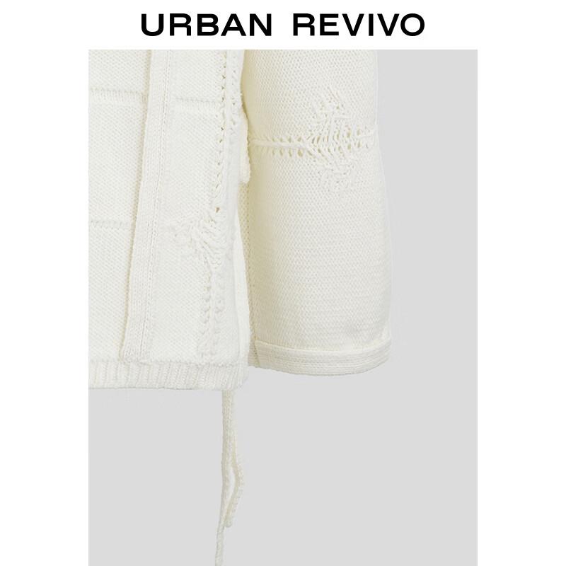 UR Women's 2025 Spring Textured Tie-Front V-Neck Knit Sweater