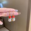 Korean Red Rose Zircon Stud Earrings For Women Luxury Crystal Flower Snowman Pearl Christmas Earrings Bride Wedding Jewelry Gift