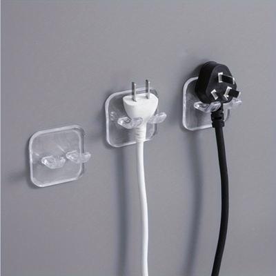 Adhesive Power Strip Hooks, Wall Mounted Plug Organizer, Heavy Duty Cable Management Hooks for Kitchen, Bathroom
