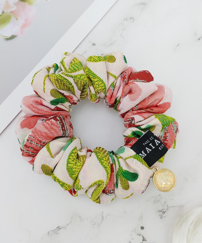 Maia Rose Jacquard Scrunchie - Ivory