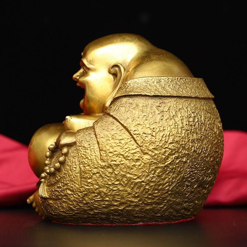 Chinese Style Maitreya Buddha Ornament Pure Copper with A Big Belly and Smiling Buddha Statue Home and Office Decorations