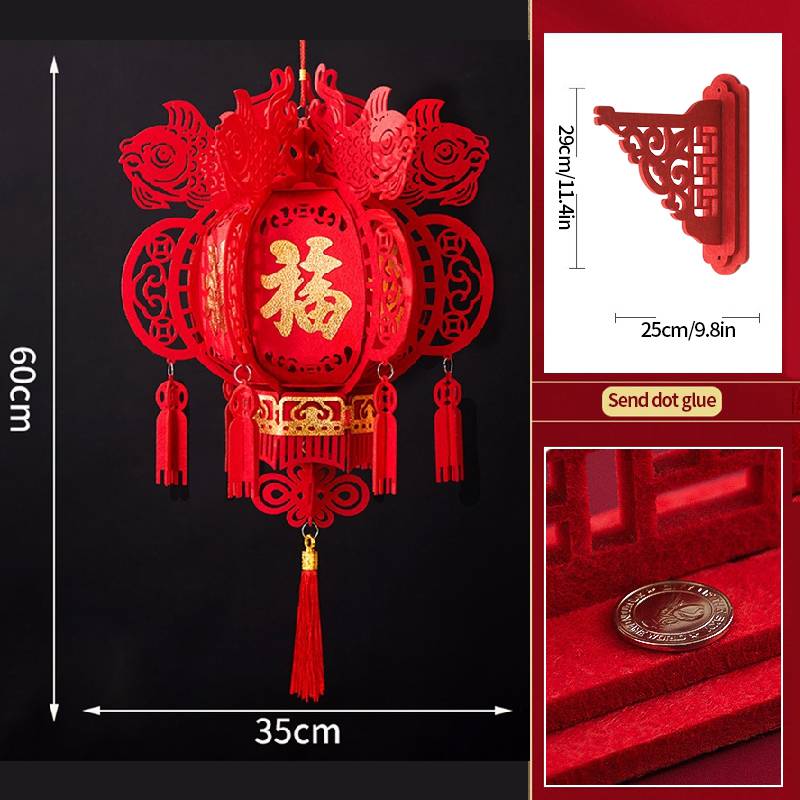 2Pcs Red Chinese Lanterns Chinese New Year Decorations Spring Festival Lantern Lucky Fu 3D Puzzle Lanterns Festival Celebration