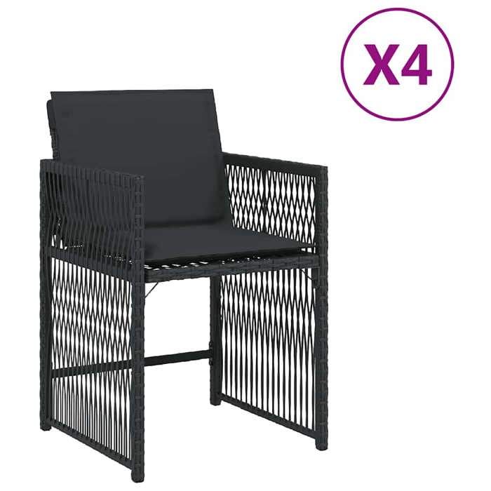 VidaXL Set of 4 Garden Chairs with Cushions, Seats with Backrest, Dining Chairs, Patio Terrace Furniture, Black 365035