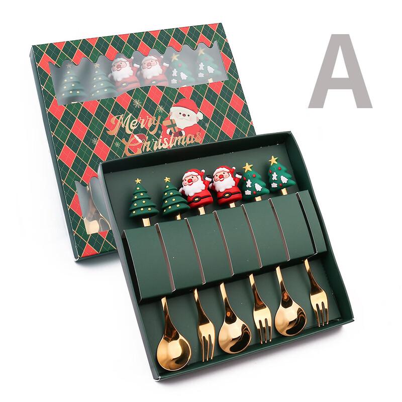 Рождественская фигурка Набор из золотой ложки и вилки Подарочный набор
