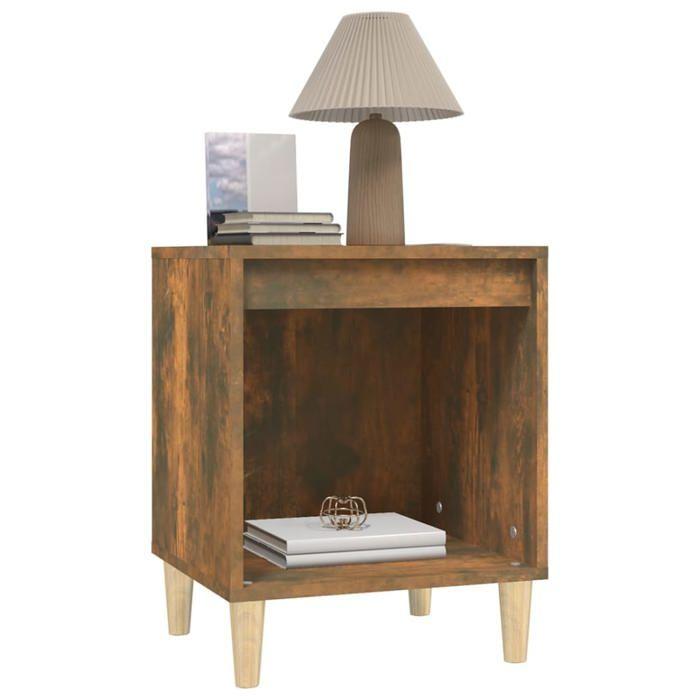 Table de chevet - Maison Exclusive - Chêne fumé - Lot de 2 - Bois d'ingénierie