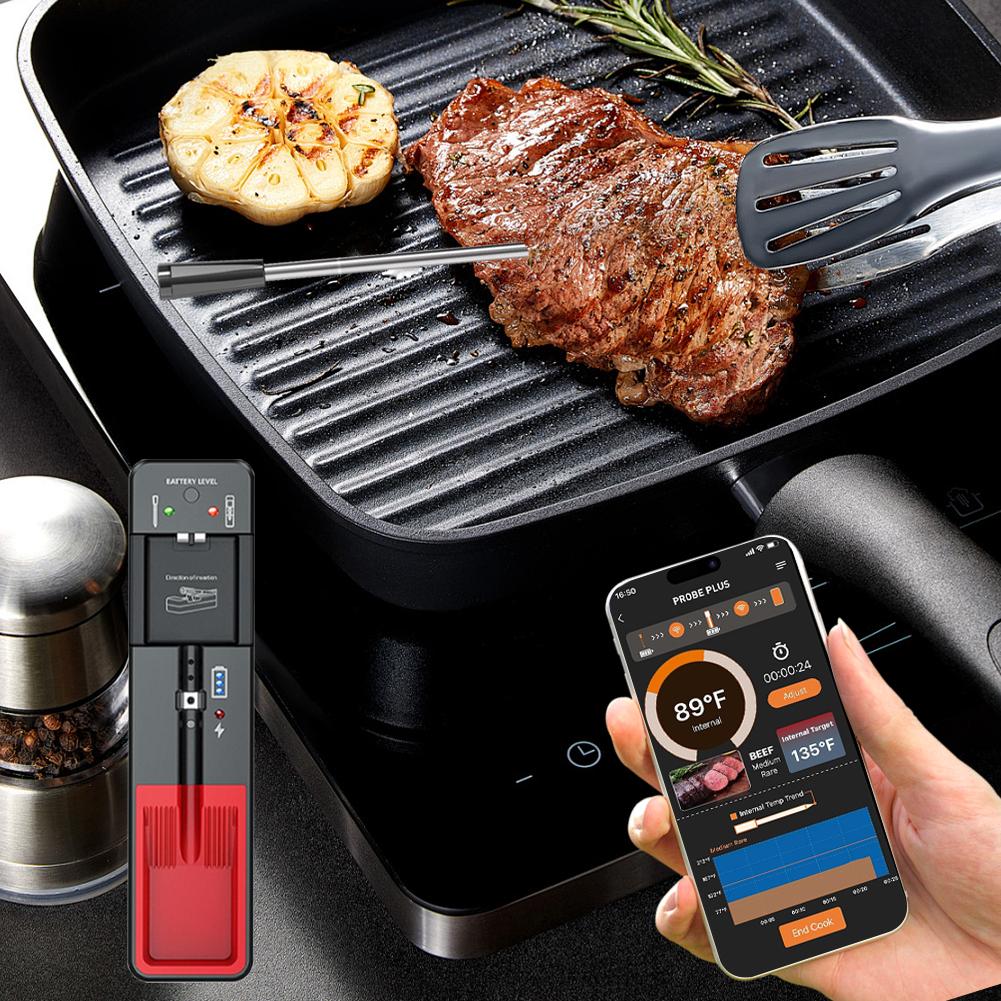 Smart Meat Thermometer Wireless Meat Thermometer Long Range Digital Food Thermometer Barbecue Thermometer for Smoker Rotisserie