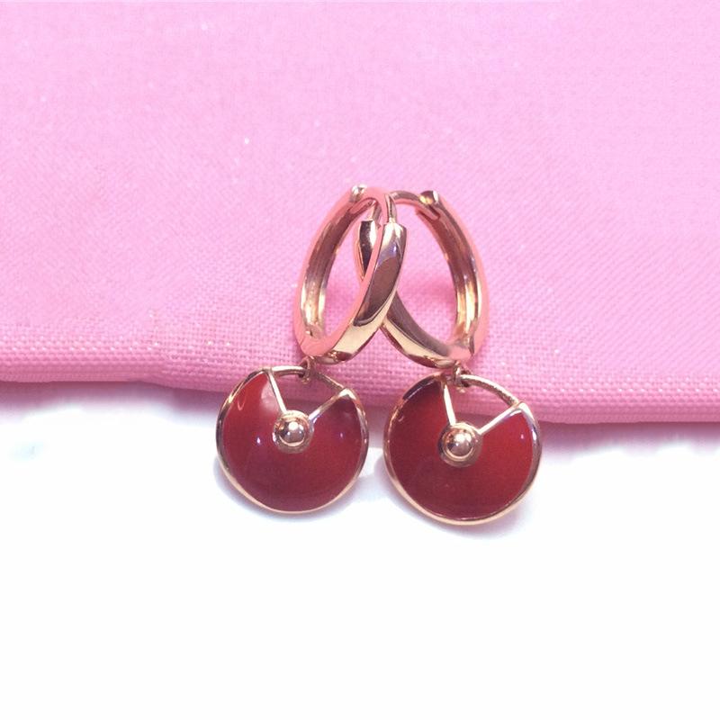 Exquisite Russian 585 Purple Gold Talisman Red Black Earrings Women S Premium Rose Gold Plated Color Gold Ear Buckles