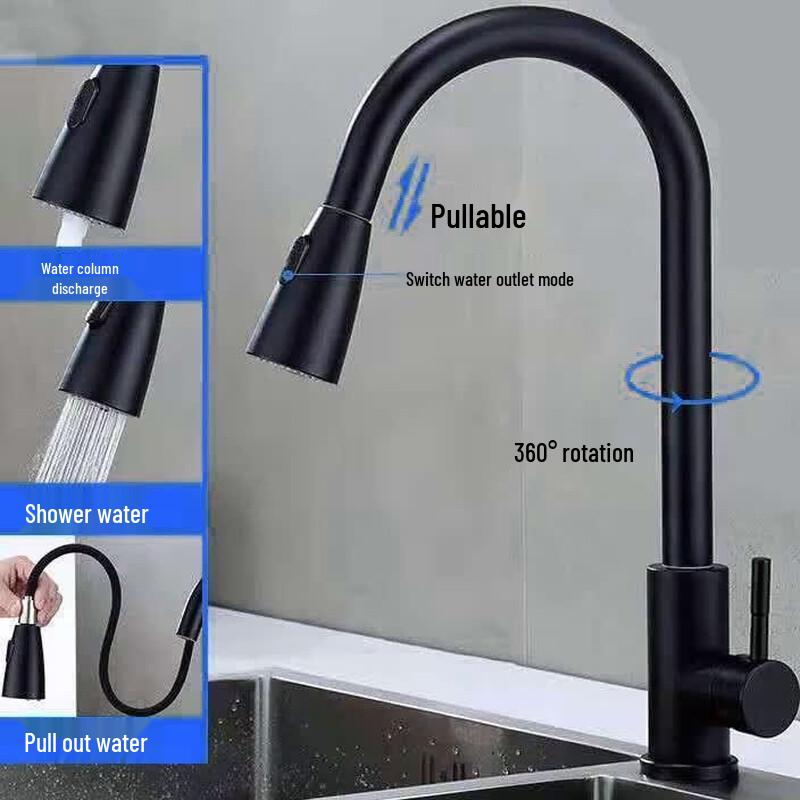 TLXT Rotatable Pull-Out Kitchen Faucet