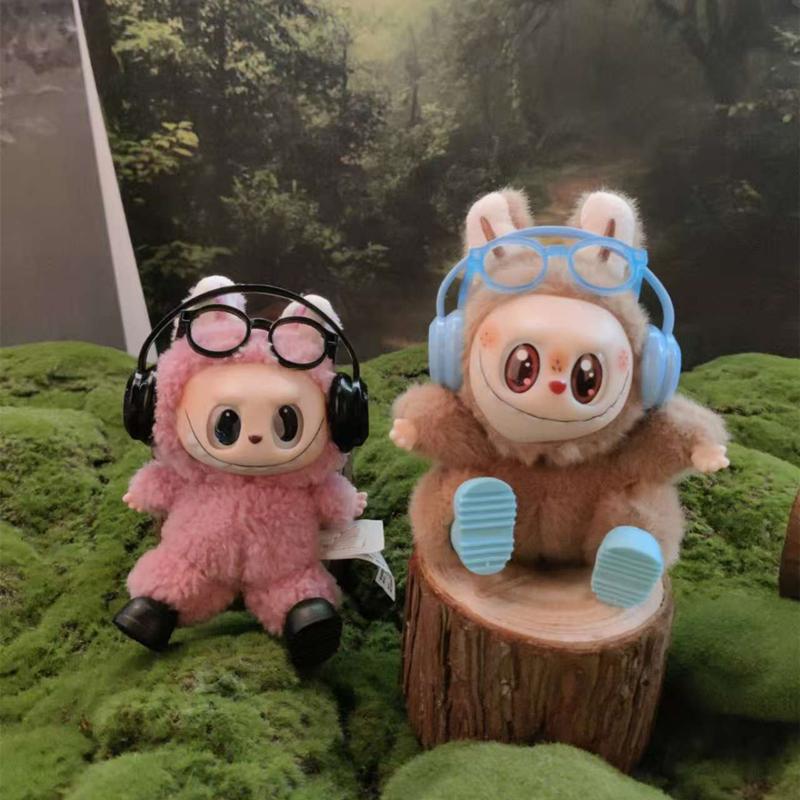 For Labubu Headphones, Shoes and Glasses Set 17cm V2 V3 Plush Doll DIY Decoration Accessories Cute Children's Birthday Gift Toys