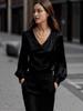 Camicia Elegante Francese con Maniche a Palloncino e Scollo a V in Raso per Donna 2025