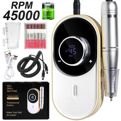 45000RPM Electric Nail File Professional Rechargeable Manicure Low Noise Electric Nail Drill for Nail Gel Polish Remove Grinding