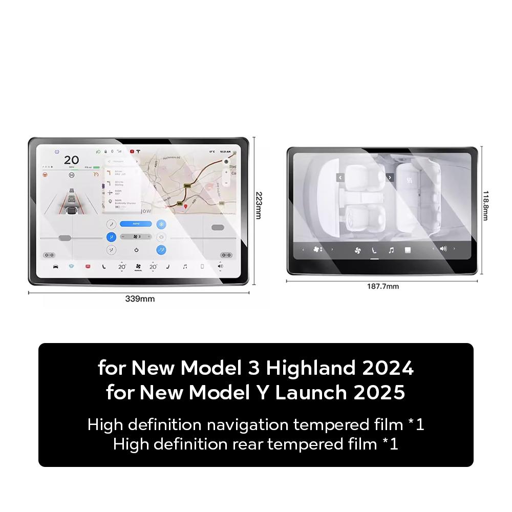 Tempered Glass Film Protector for New Tesla Model Y Launch Juniper 2025 Model 3 Highland 2024  Rear Center Control Protective