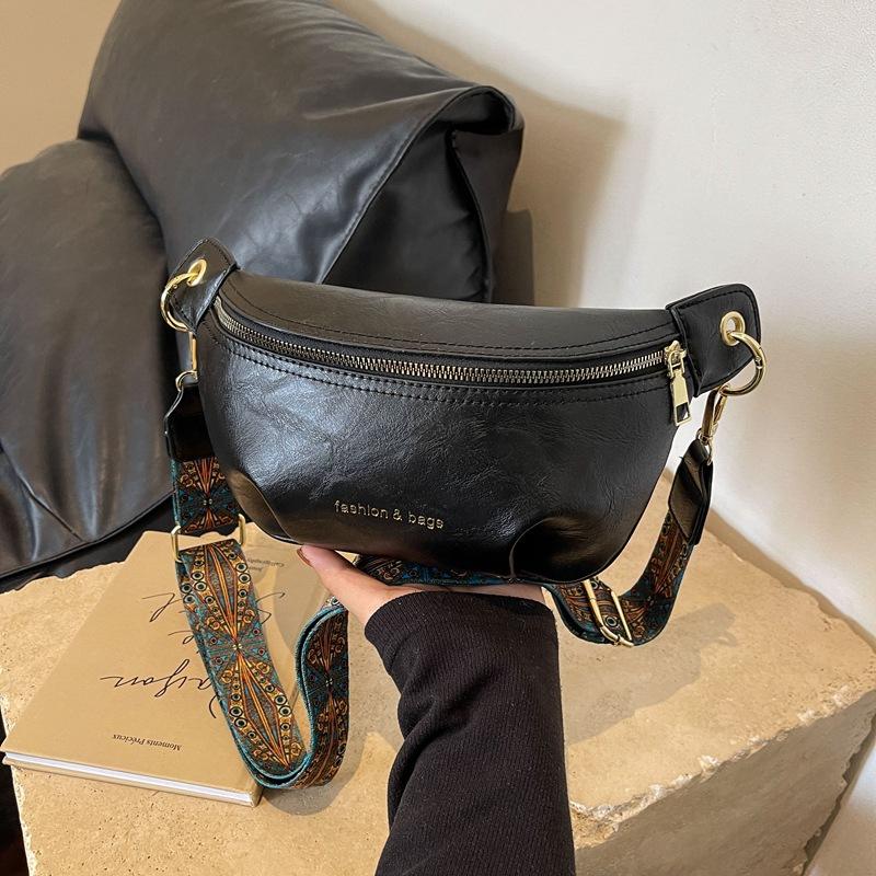 New Fashi Women Chest Bag INS Style Simple Versatile Soft Faux Leather Sling Crossbody Shoulder Bag