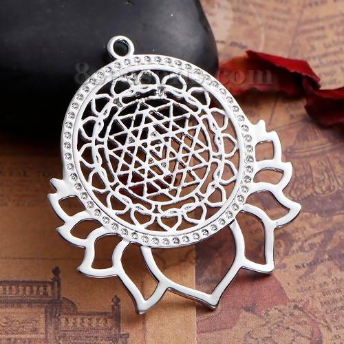

1-5PCs Zinc Based Alloy Sri Yantra Meditation Charms For Jewelry Making Round Hollow Geometric Pendant Necklace DIY Findings Multicolour