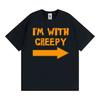 Ik ben met Creepy Funny Halloween Grafisch T-shirt Unisex Dameskleding Retro Mode Harajuku T-shirt Cropped Top Dames