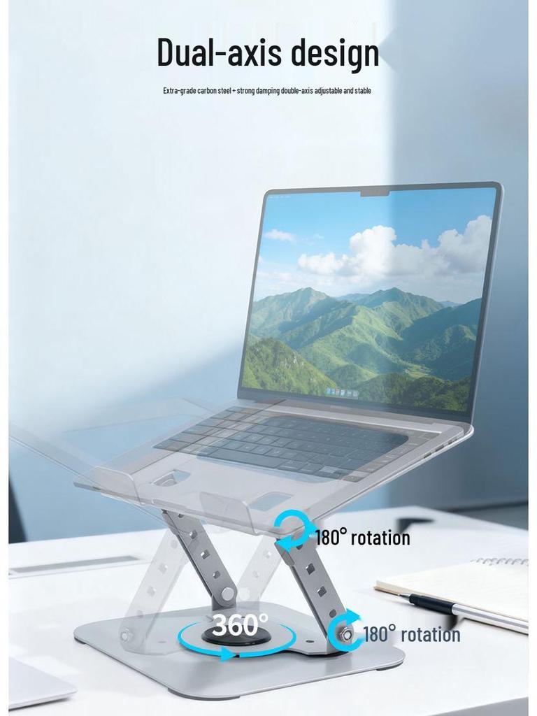 Foldable 360° Rotating Laptop & Tablet Stand with Adjustable Height & Heat Dissipation
