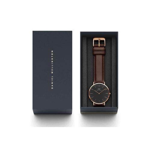 [Official Shop/2-Year Warranty/Authentic Import] Daniel Wellington DW Men's Watch, Classic Black Bristol, 40mm, Stylish, Popular, Business Watch, Leat