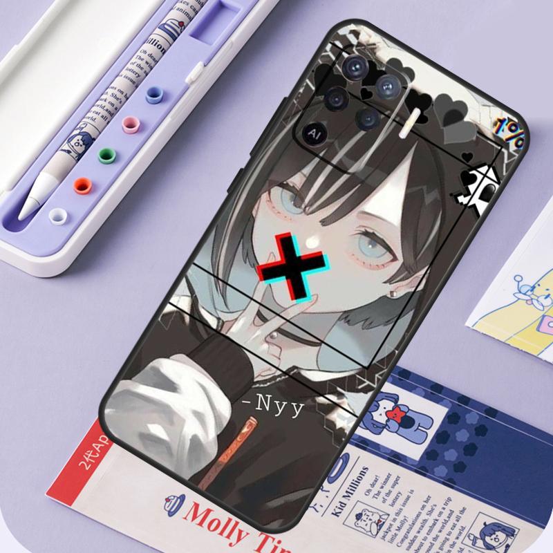 Cute Girl Glitch Animation For Oppo A94 A74 A54 A15 A18 A38 A58 A78 A98 A40 A60 A80 A16 A76 A96 A57 A17 A77 A5 Pro Case