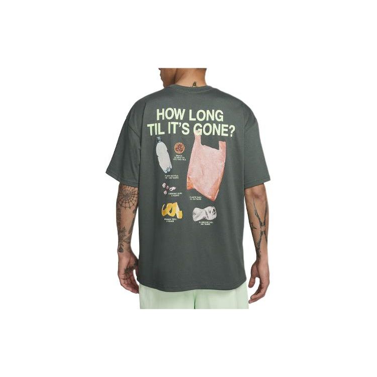 Nike ACG Series Letter Print Comfortable Loose Short Sleeve T-Shirt Men Tops Vintage-Green FV3490-338