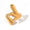 Stainless Steel Geometric Line Design Opening Rings for Women Men New Irregular Glossy Finger Rings Banquet Jewelry Accessories