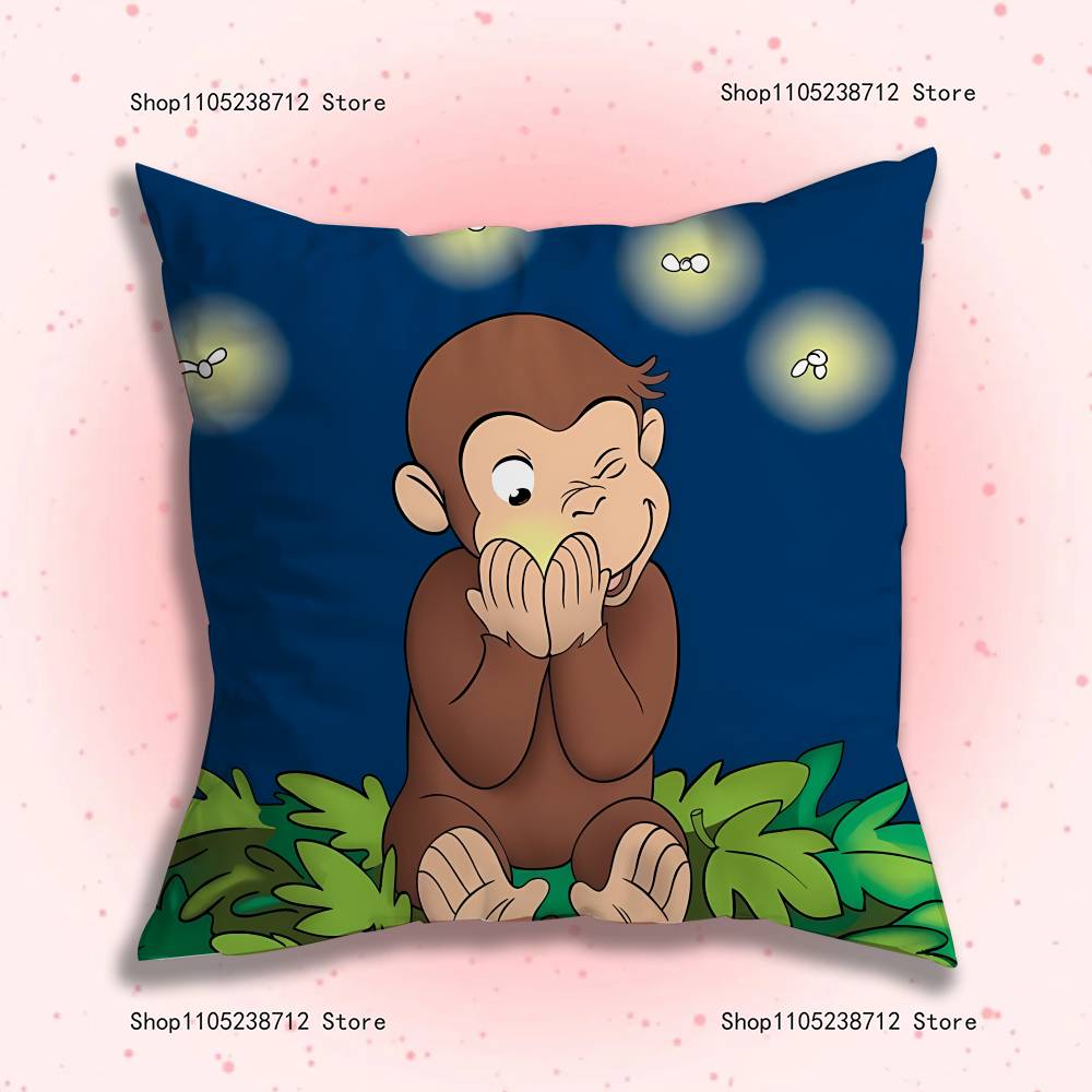 C-Curious Affe G-George Kissenbezug Kissenhülle Kissen Plüsch Jungen Mädchen Cartoon Anime Kawaii Dekoration Kindergeburtstag Niedliche Geschenke