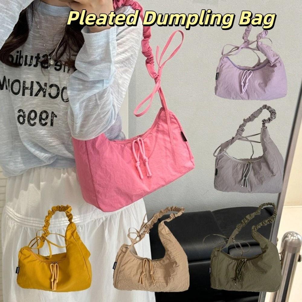 Versatile Pleated Dumpling Bag Lightweight Women's Shoulder Bag Fashion Drawstring Bag  Girls
