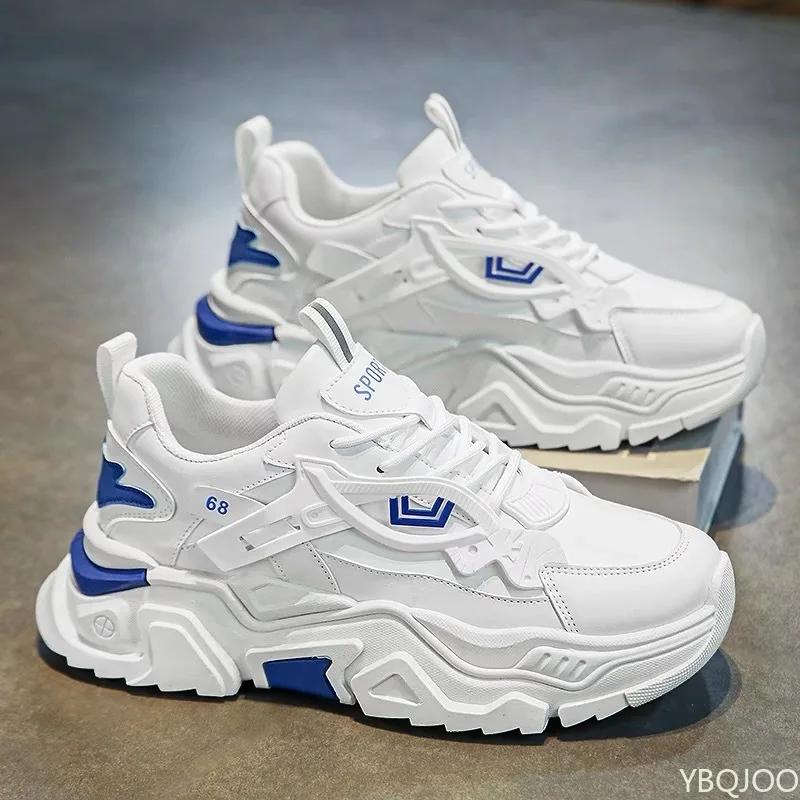 Fashion New Breathable Men's Sneakers Comfortable Platform White Shoes Trend Lace-up Vulcanized Shoes White Casual Sneakers Zapatillas