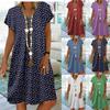 Damen-Sommerkleid, Vintage-Druck, gepunktet, sexy Kleid mit V-Ausschnitt, elegantes, kurzärmliges, modisches, lässiges Mini-Blumenkleid